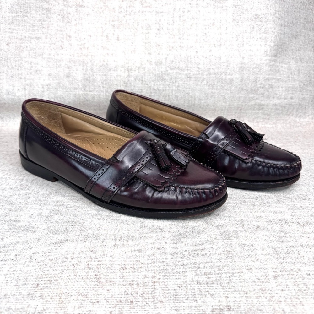 GH Bass Frazer Mahogany fringe tassel leather slip on loafers shoes mens sz 10 C